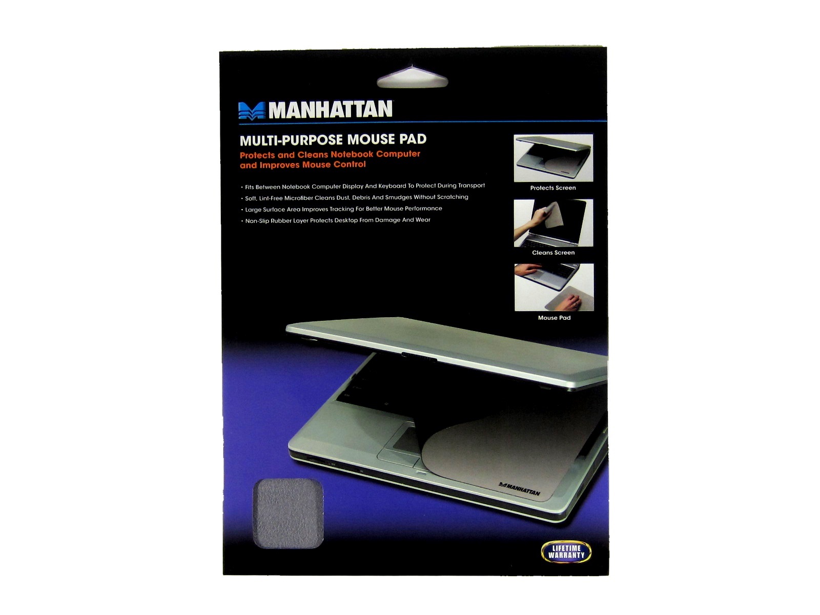 MOUSE PAD 3 EN 1 MICROFIBRA GRIS OBSCURO 422871 MANHATTAN   