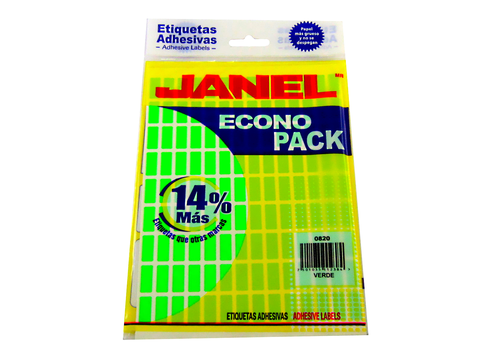 ETIQUETA ECONO PACK VERDE 08 X 20 JANEL                     