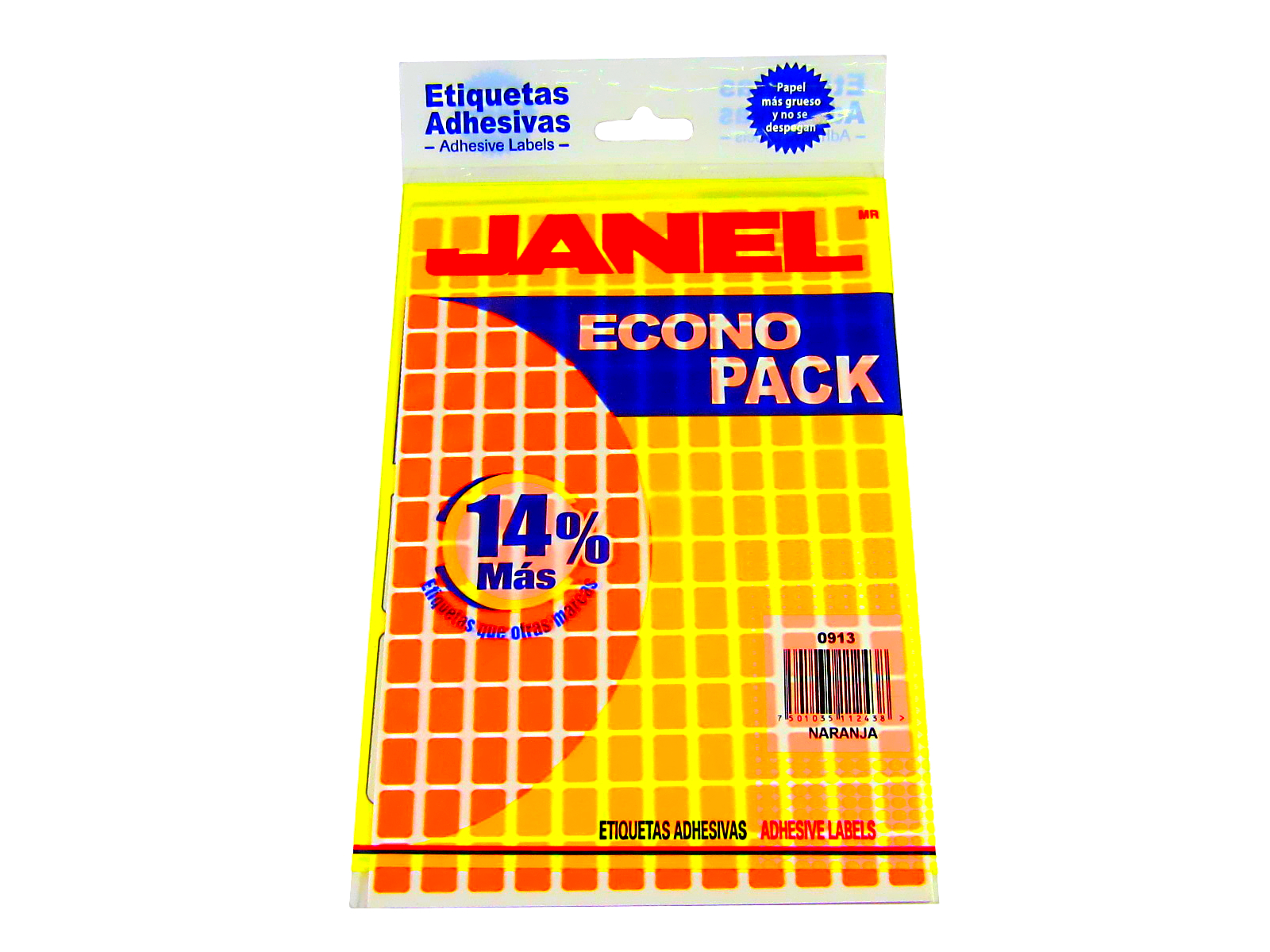 ETIQUETA ECONO PACK NARANJA 09 X 13 JANEL                   