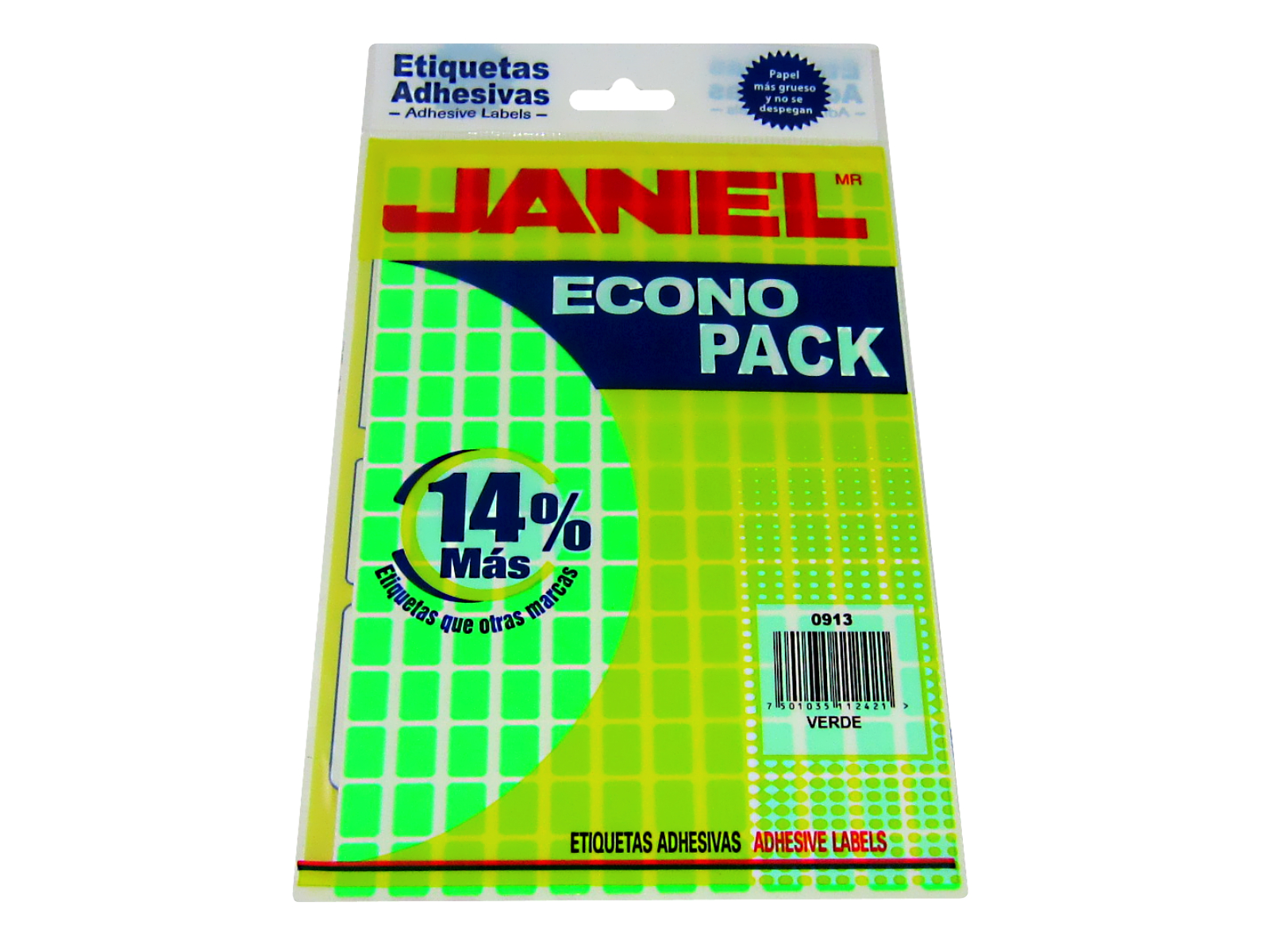 ETIQUETA ECONO PACK VERDE 09 X 13 JANEL                     