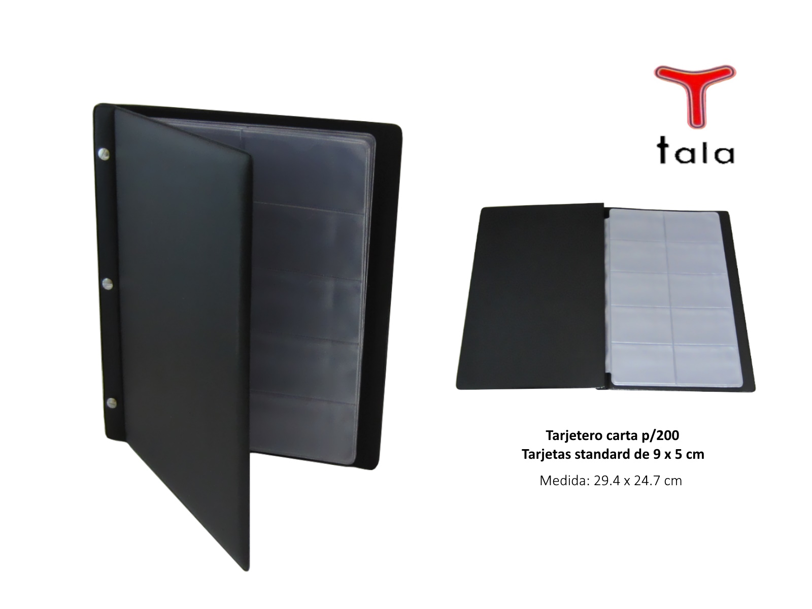 TARJETERO CARTA P/200 TARJETAS NEGRO T-1341 TALA            